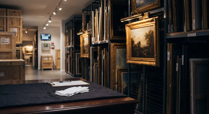 Galeria de arte com obras em exposição.