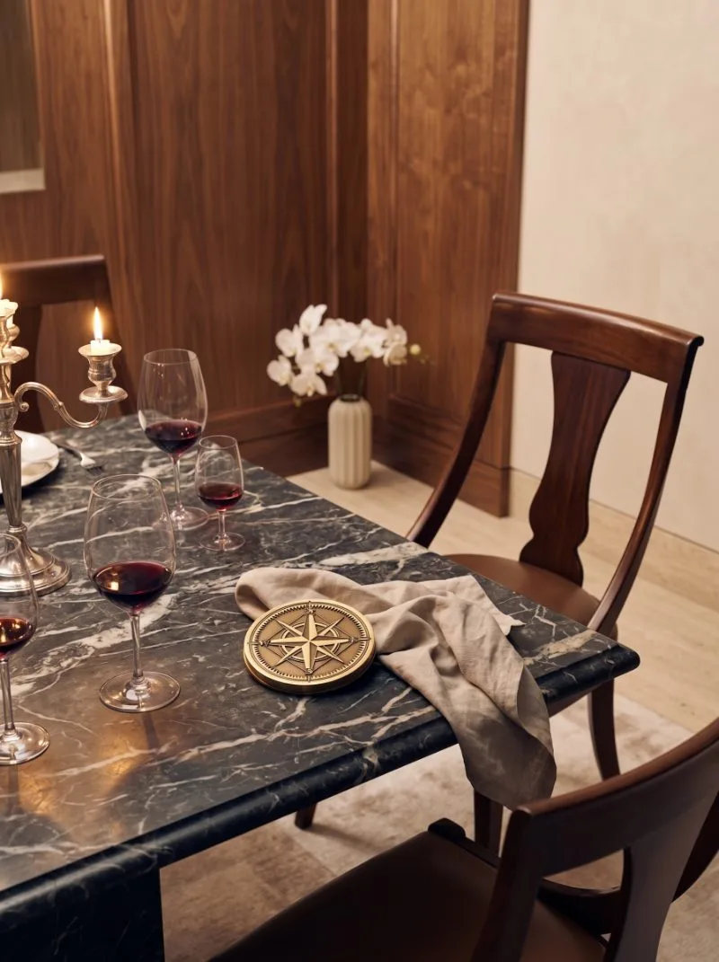 Jantar privado servido à mesa.