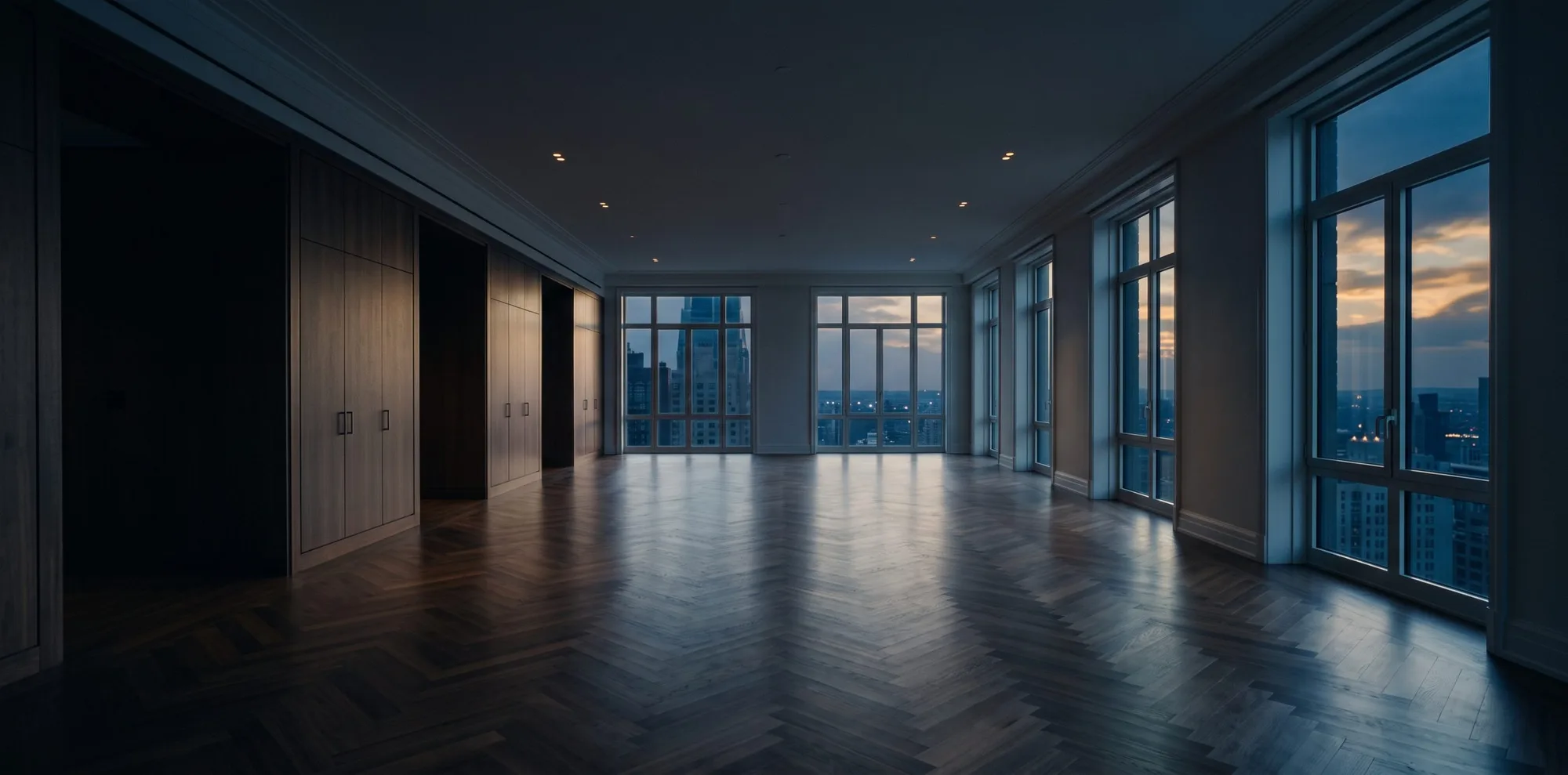 Sala de estar de uma residência de alto padrão, em repouso.